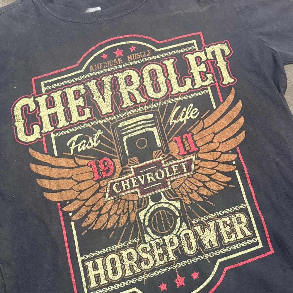 Chevrolet Horsepower Graphic T-Shirt, GM Licensed Muscle Car Tee, Size L